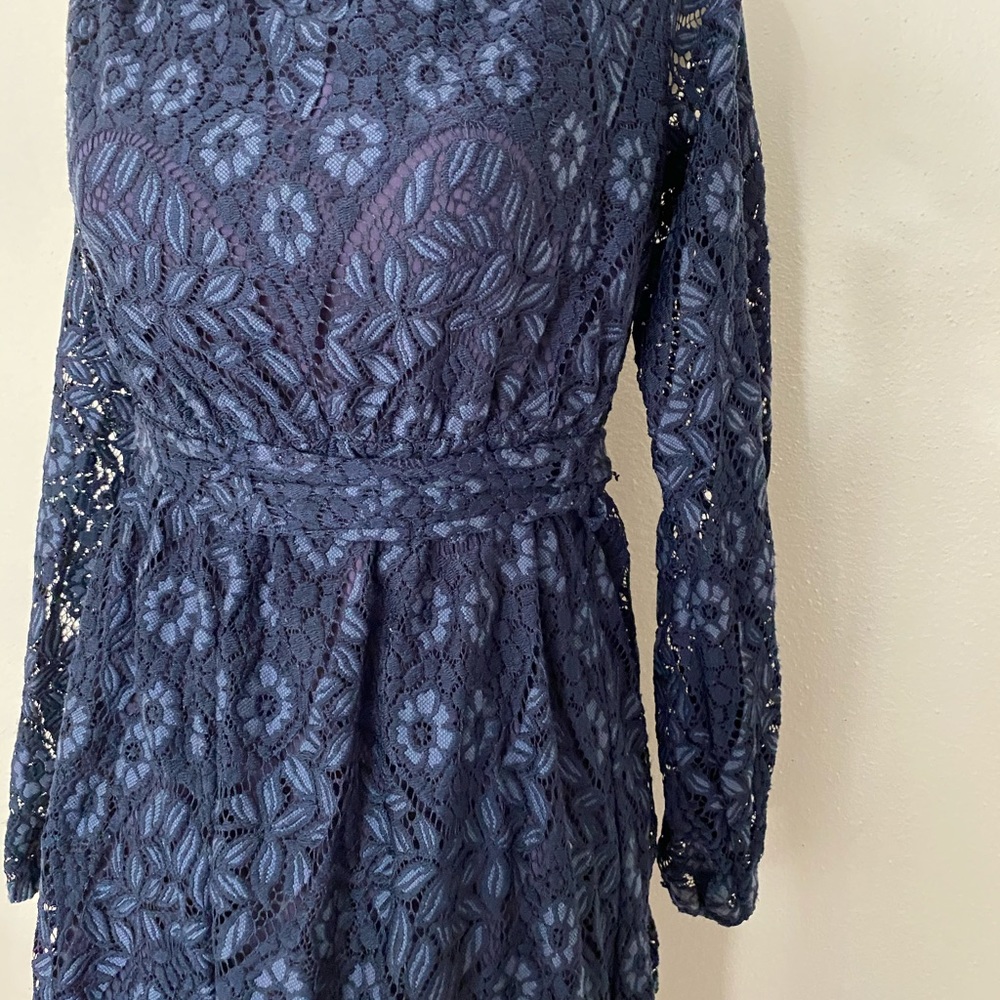 Jaase boho blue lace dress with asymmetrical hem